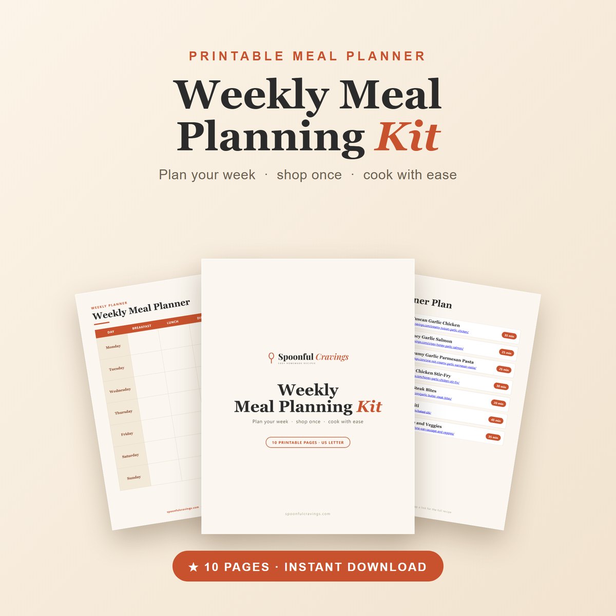 Weekly Meal Planning Kit printable cover